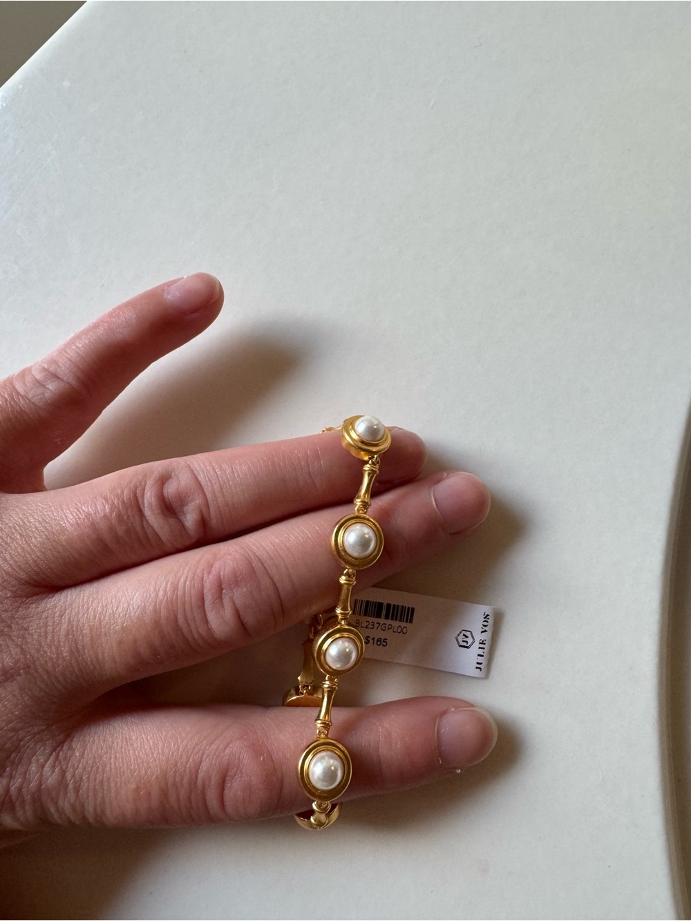 Julie Vos Gold Bracelet with Pearl Cabochons